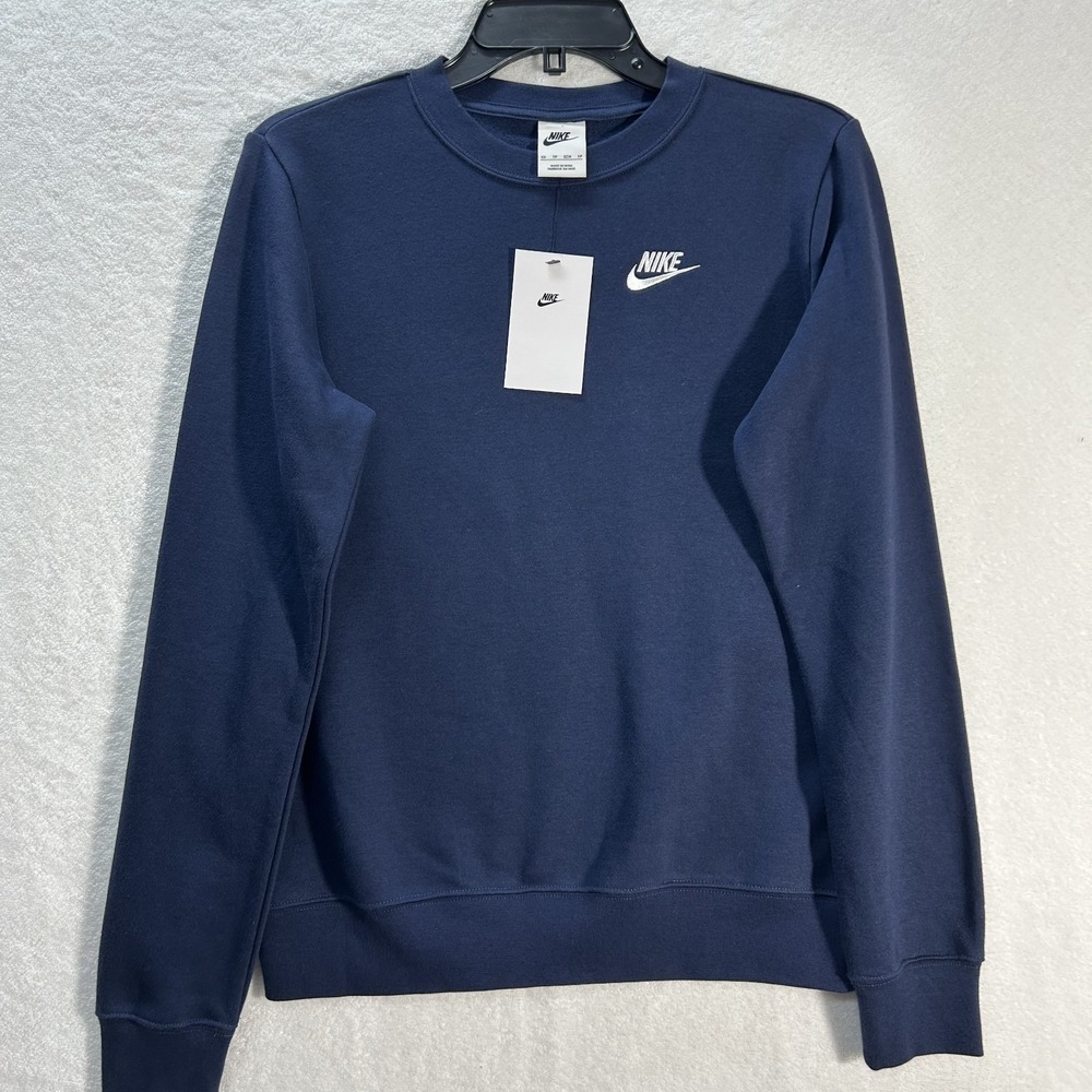 Nike Womens Size XS Blue Long Sleeve Club Fleece Sweatshirt